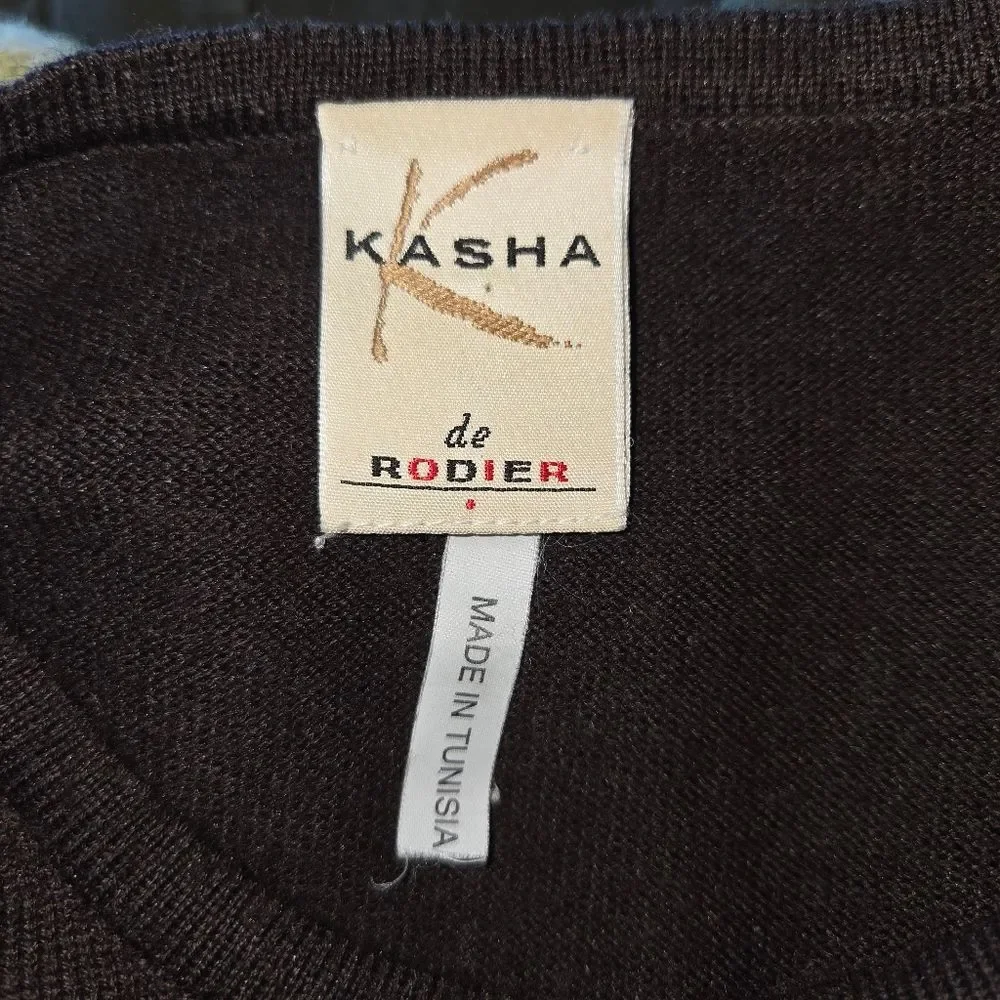 Kasha Di Rodier Wool Blend Elbow Sleeve Choclate Brown Sweater Size 38 Small